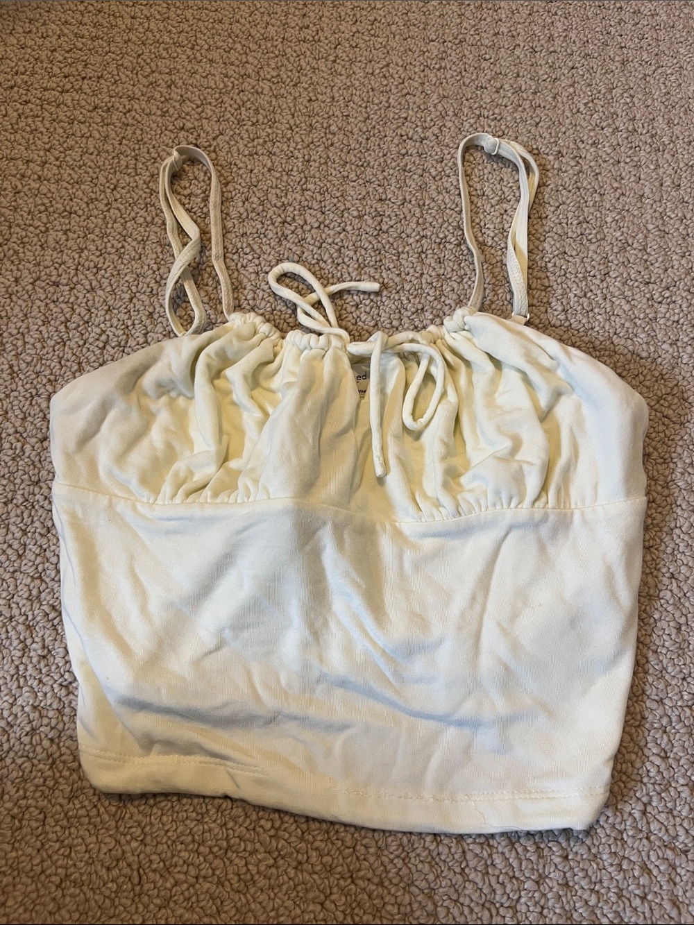 Wilfred Courtyard Tank Top Drawstring Smocked Butter Yellow Medium Shirt